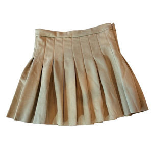 Womens Tan Pleated Schoolgirl Mini Skirt Love Tree Sueded Size Medium